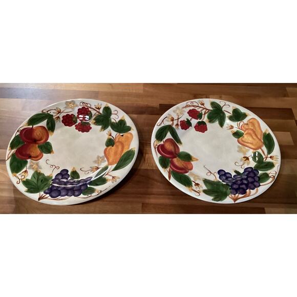 Hannah TableTops Unlimited Hand Painted Collection 11” Dinner Plates Set of 2 - Picture 2 of 10